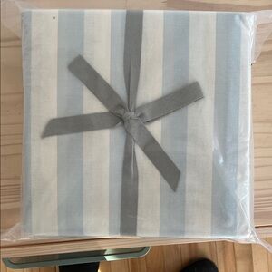 Urban Outfitters Light Blue and White Striped Bedding Sheet Set